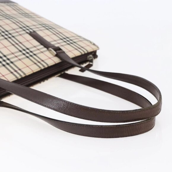 BURBERRY Nova Check Tote Bag Canvas Beige Silver Auth BA7138 - Picture 6 of 16